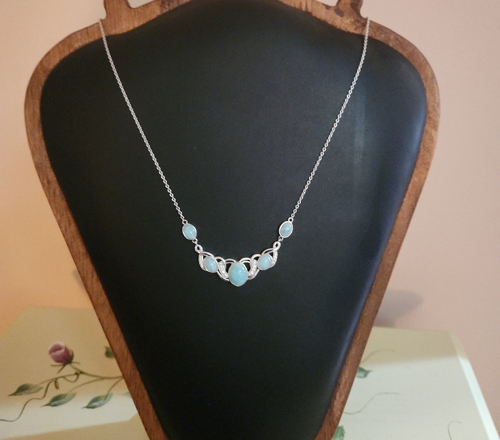 JTV Hemimorphite White Zircon 925 Sterling Silver Necklace